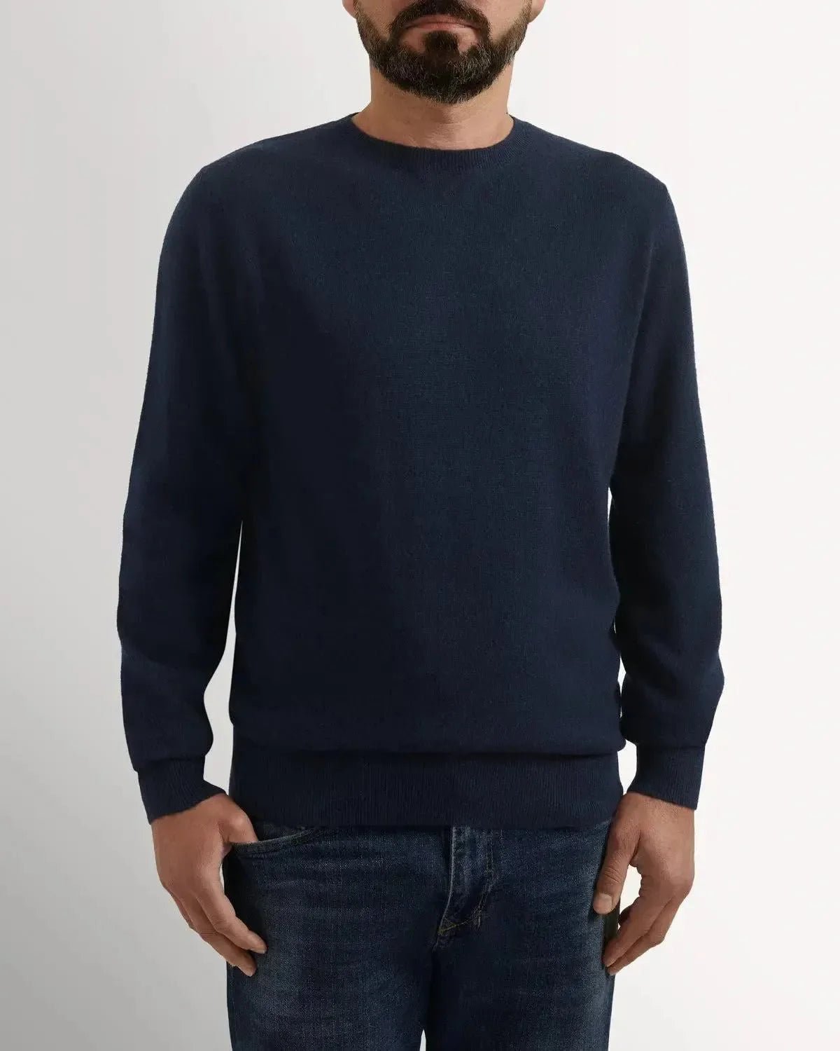 Richard James Cashmere Mix Crewneck Navy - Malford_of_London_Tailoring_Archive
