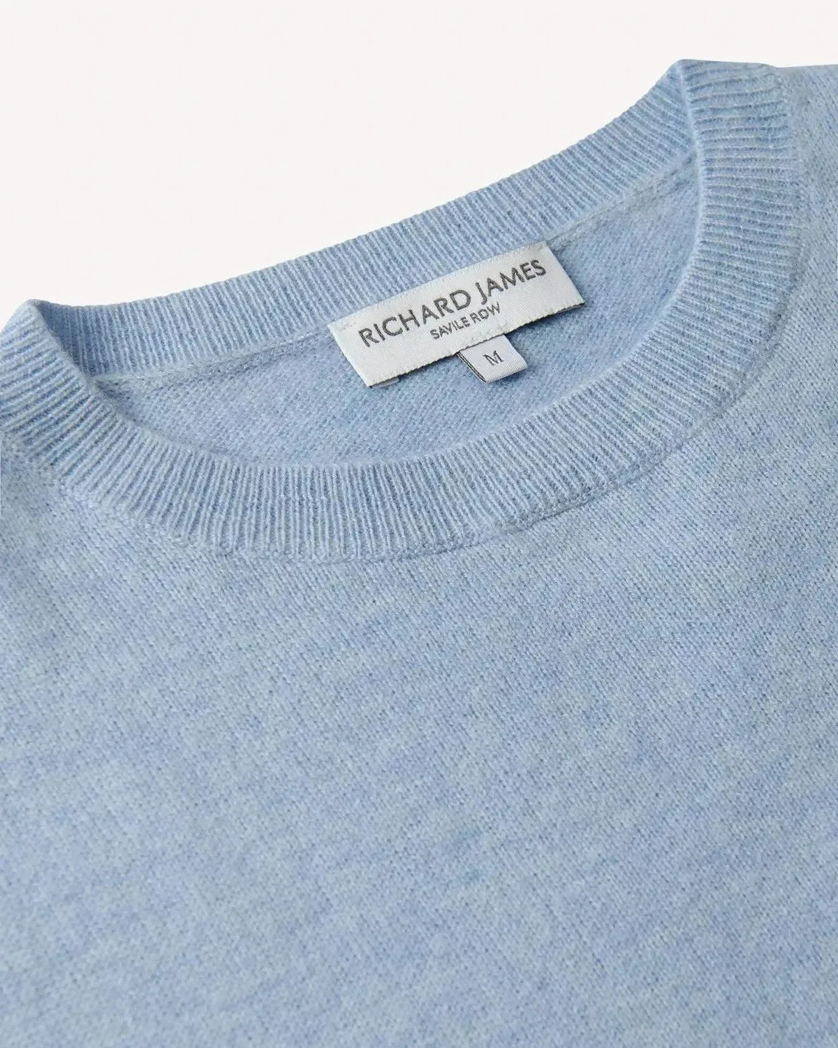 Richard James Cashmere Mix Crewneck Sky Blue - Malford_of_London_Tailoring_Archive