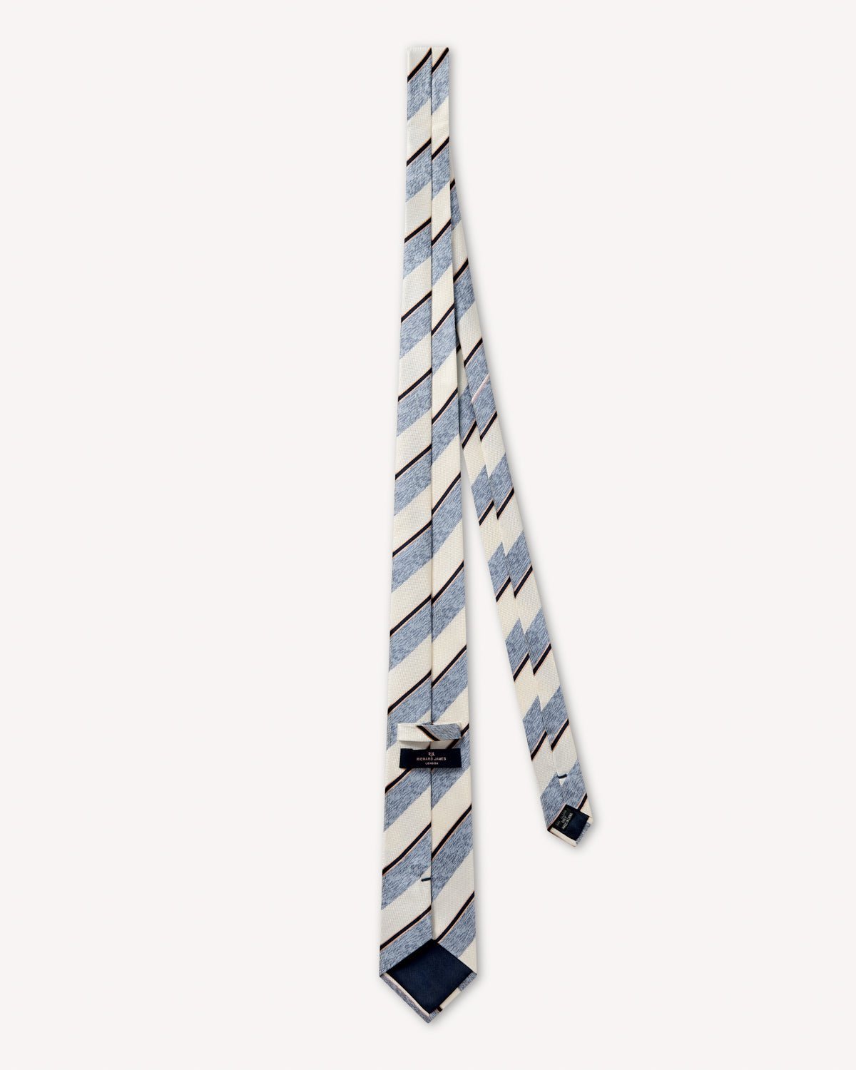 Richard James London Belgravia Club Weave Tie Navy Sky Cream - Malford_of_London_Tailoring_Archive