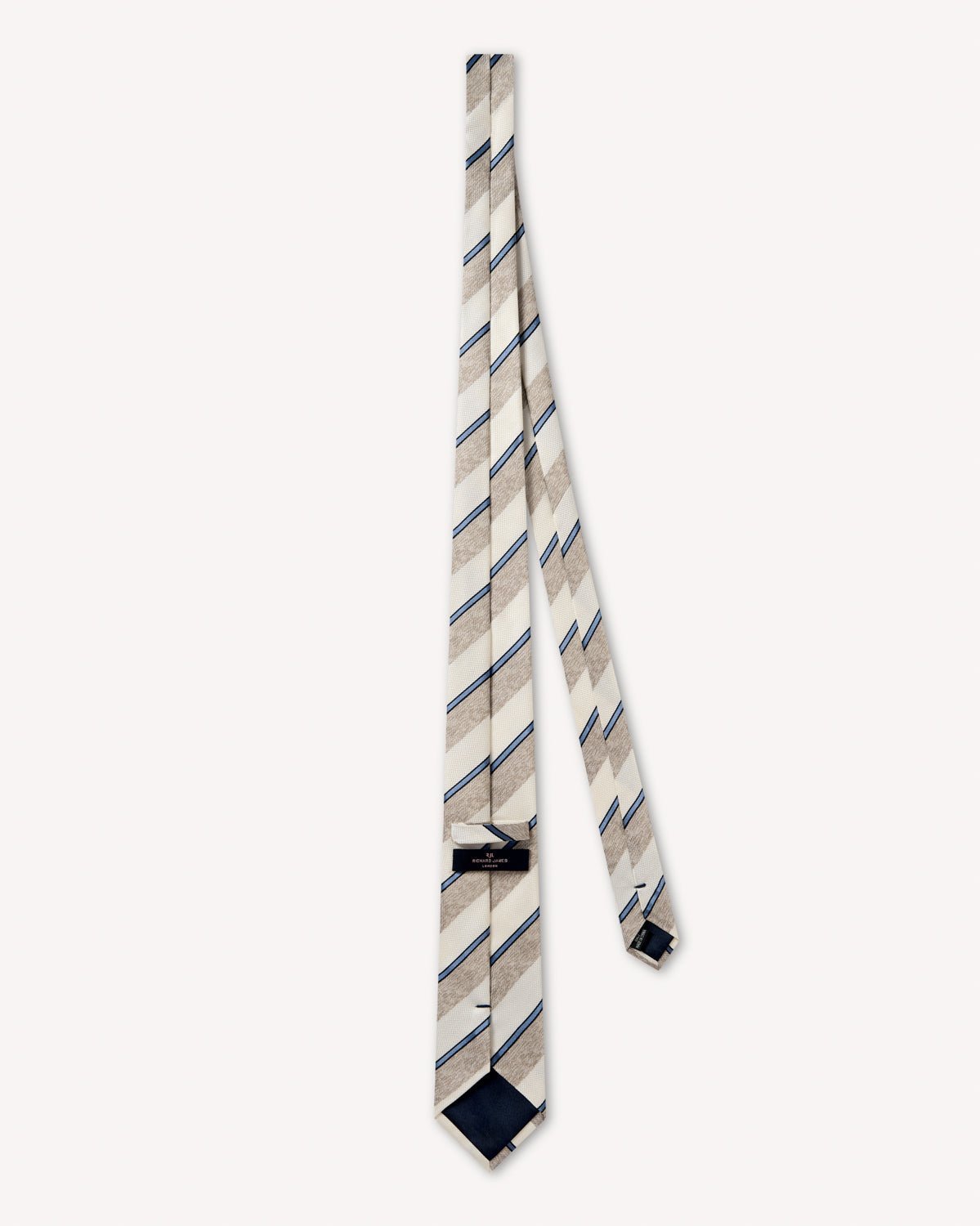 Richard James London Belgravia Club Weave Tie Sky Bronze Cream - Malford_of_London_Tailoring_Archive