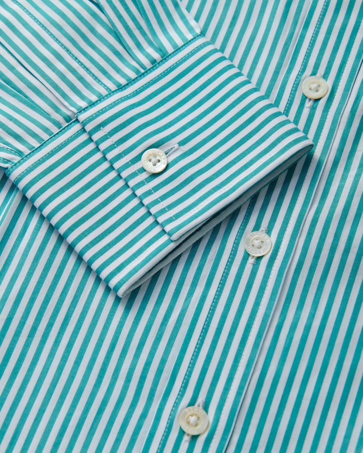Richard James London Bold Stripe Poplin Green Stripe Shirt - Malford_of_London_Tailoring_Archive