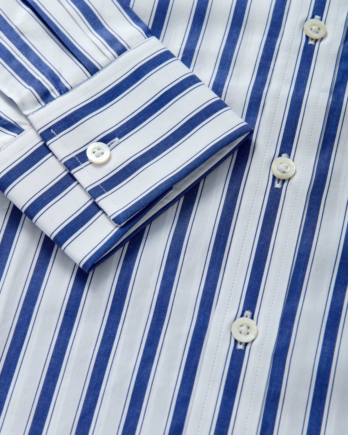 Richard James London Bold Stripe Poplin Shirt Navy White - Malford_of_London_Tailoring_Archive
