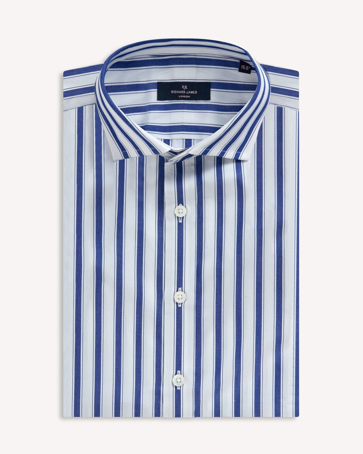Richard James London Bold Stripe Poplin Shirt Navy White - Malford_of_London_Tailoring_Archive