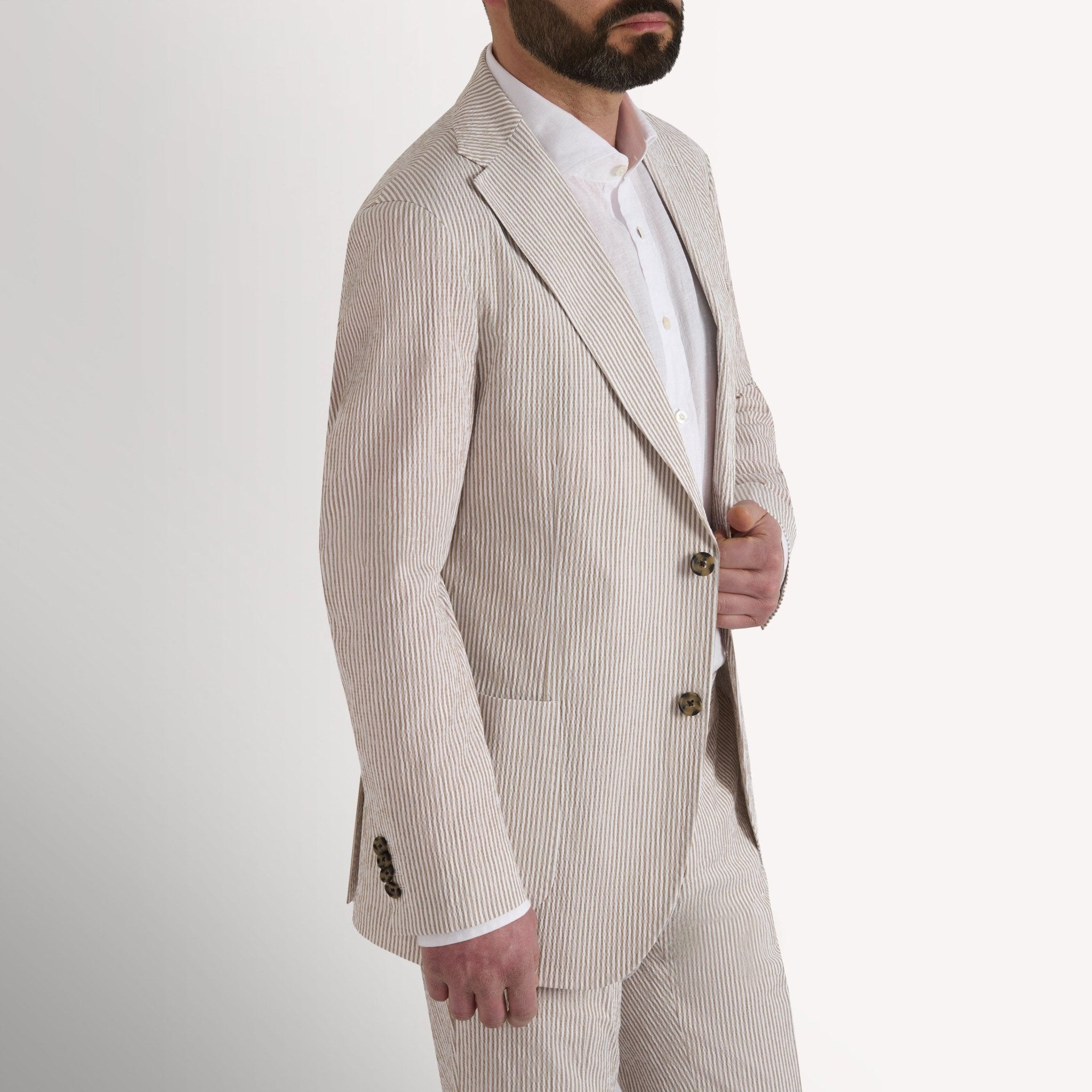 Richard James London CARLISLE SEER SUCKER SB JACKET Natural – Savile Row Menswear Outlet | Malford of London