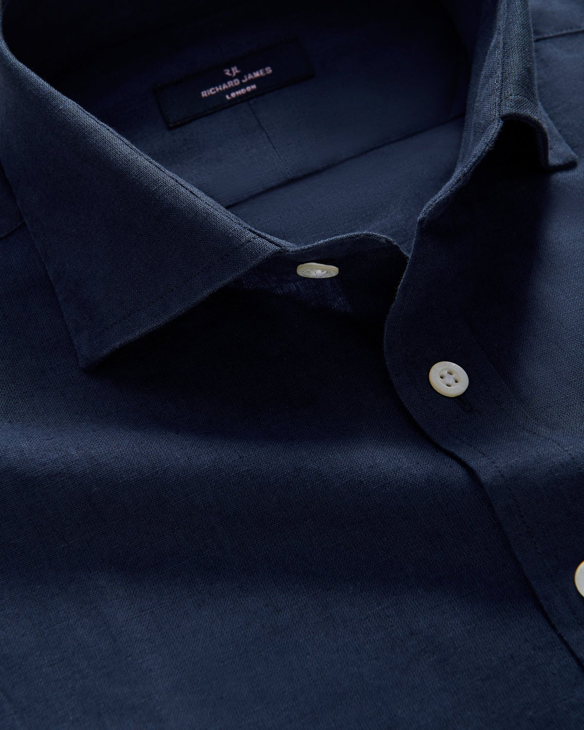Richard James London Classic Linen Blend Shirt Navy – Savile Row Menswear Outlet | Malford of London