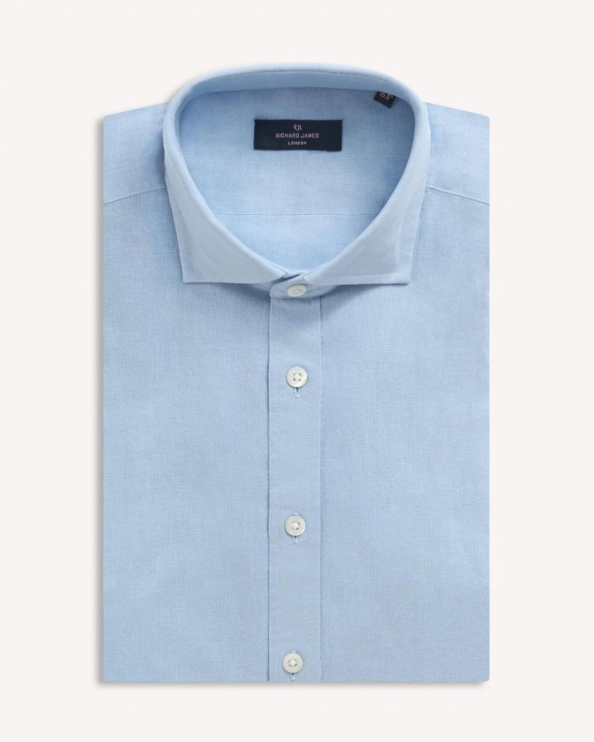 Richard James London Classic Linen Blend Shirt Sky - Malford_of_London_Tailoring_Archive