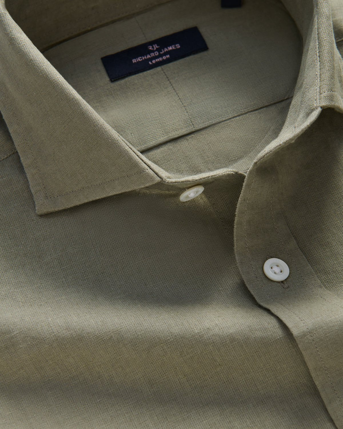 Richard James London Classic Linen Blend Shirt Taupe - Malford_of_London_Tailoring_Archive