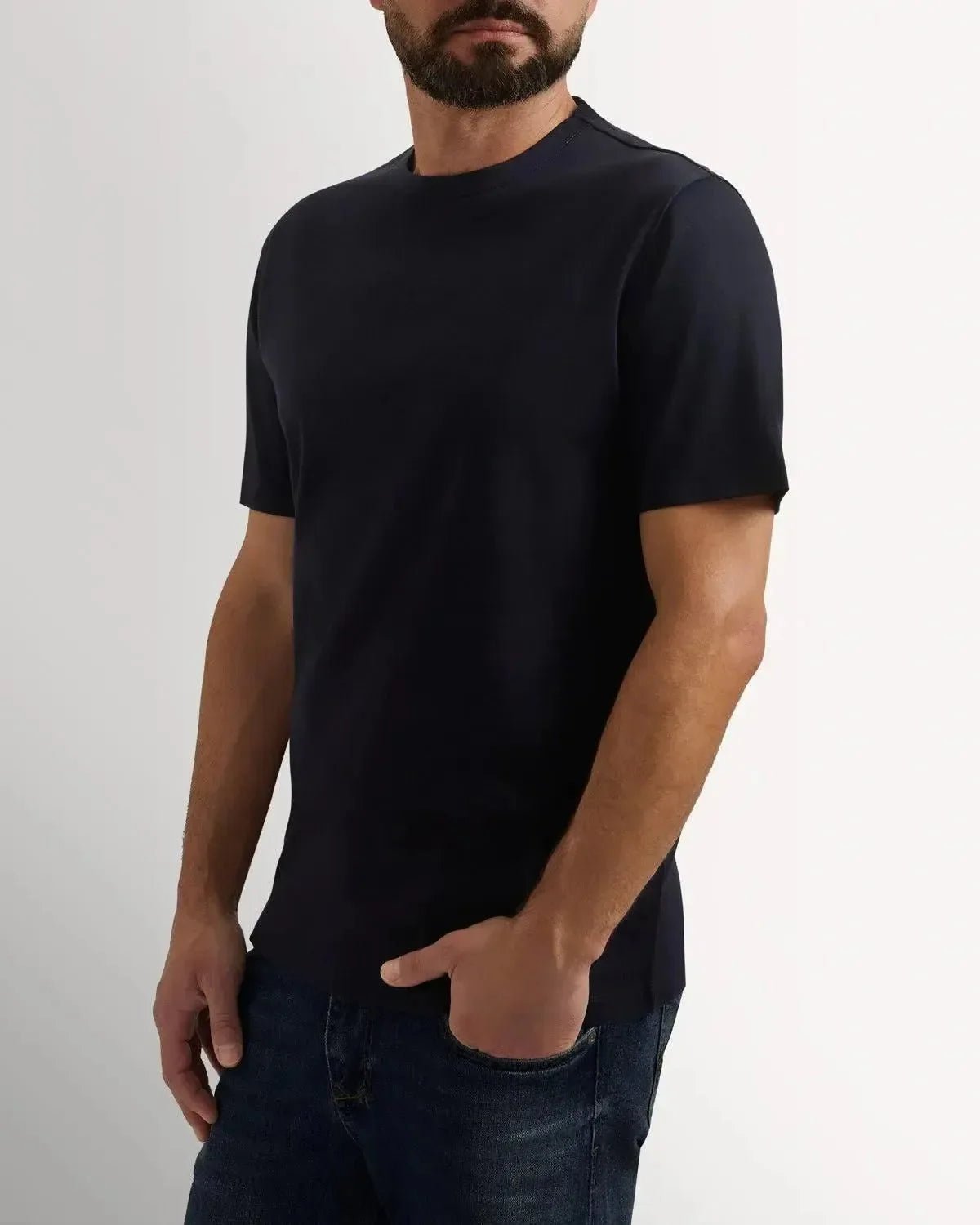 Richard James Mercerised Cotton T-Shirt Navy - Malford_of_London_Tailoring_Archive