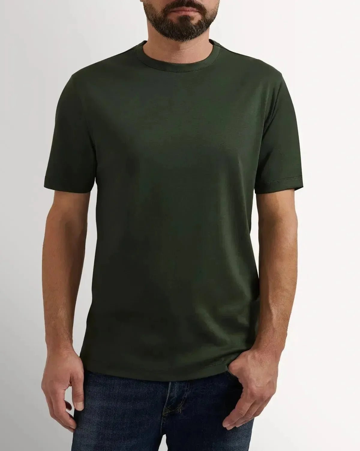 Richard James Mercerised Cotton T-Shirt Olive - Malford_of_London_Tailoring_Archive