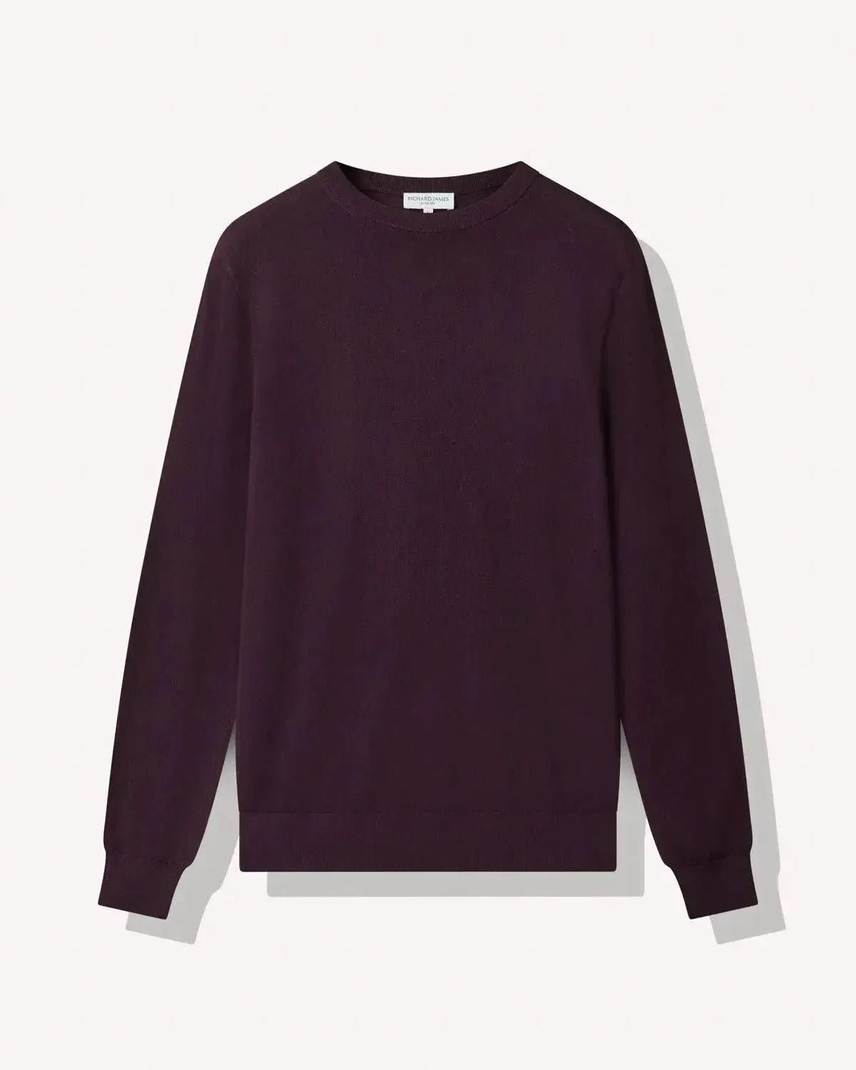 Richard James Merino Wool Crewneck Knit Plum - Malford_of_London_Tailoring_Archive