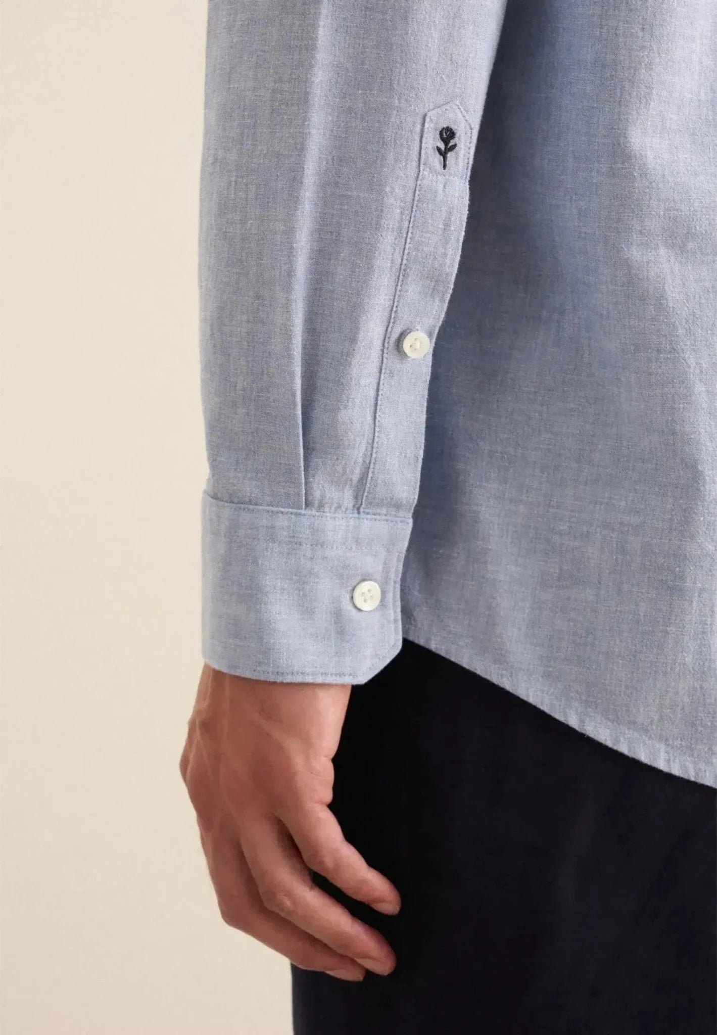 Seidensticker Regular Fit Button Down Linen Blend Chambray Shirt Light Blue – Tailored Menswear | Malford of London