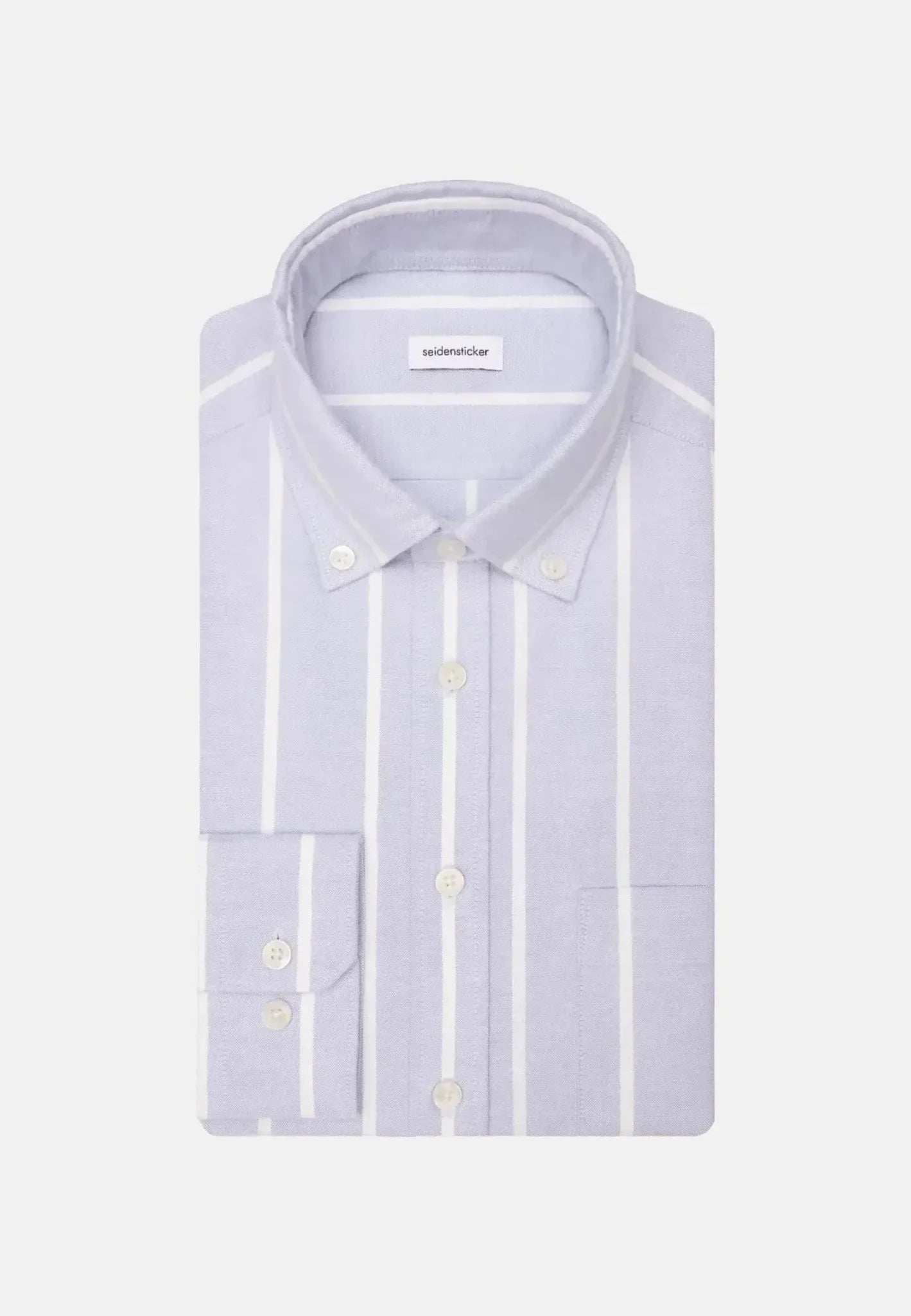 Seidensticker Regular Fit Button Down Striped Oxford Shirt Light Blue – Tailored Menswear | Malford of London