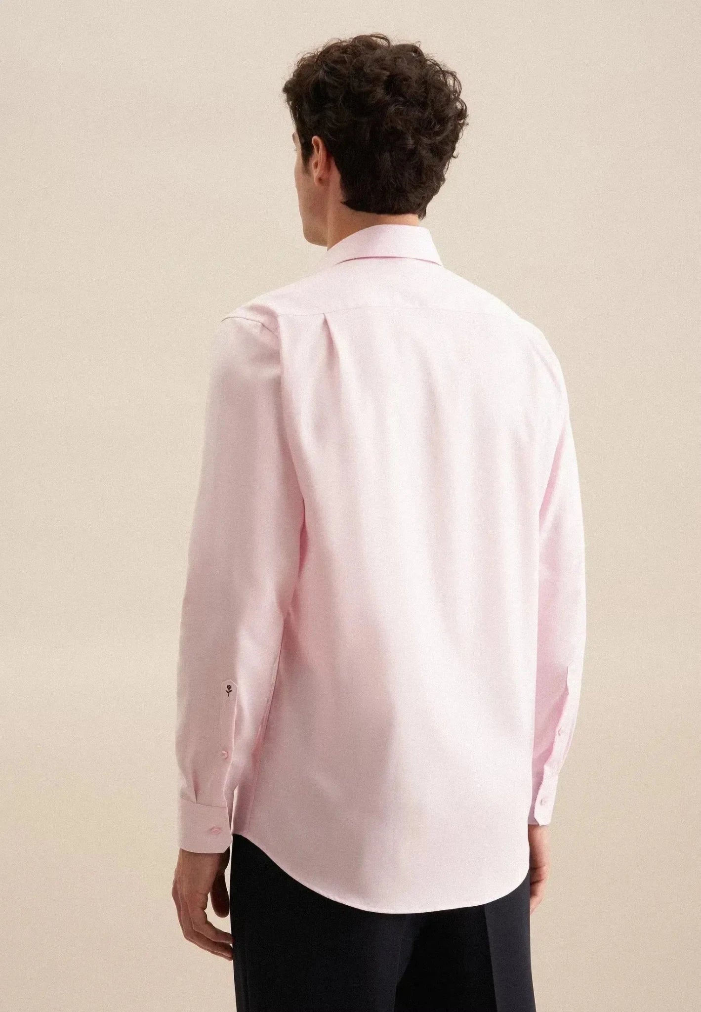 Seidensticker Regular Fit No Iron Business Kent Contrast Patch Business Shirt Pink – Tailored Menswear | Malford of London