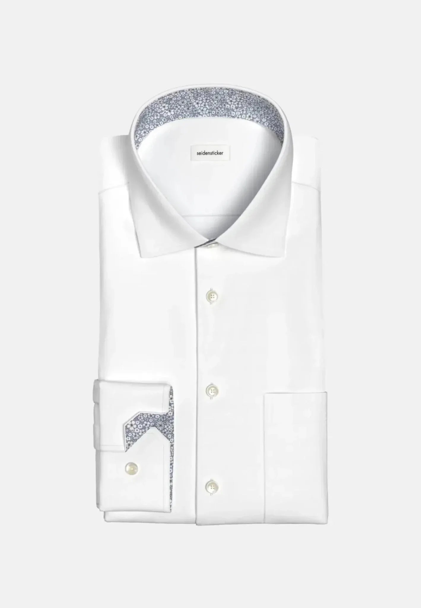 Seidensticker Regular Fit No Iron Business Kent Contrast Patch Business Shirt White – Tailored Menswear | Malford of London