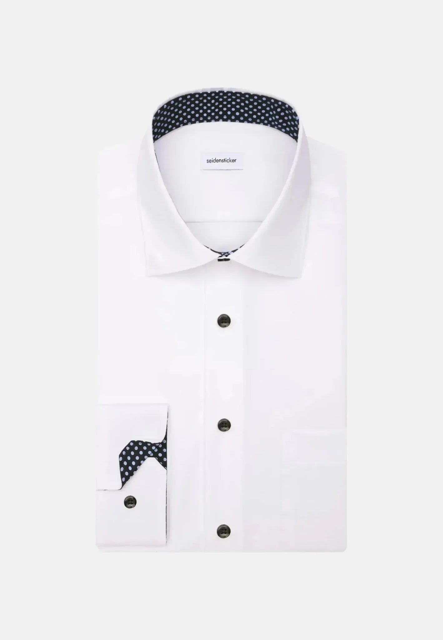Seidensticker Regular Fit No Iron Contrast Kent Collar Business Shirt White – Tailored Menswear | Malford of London