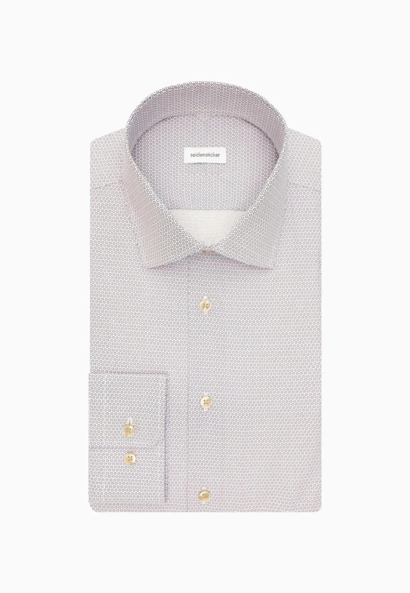 Seidensticker Slim Fit Business Kent Print Pattern Business Shirt Beige – Tailored Menswear | Malford of London