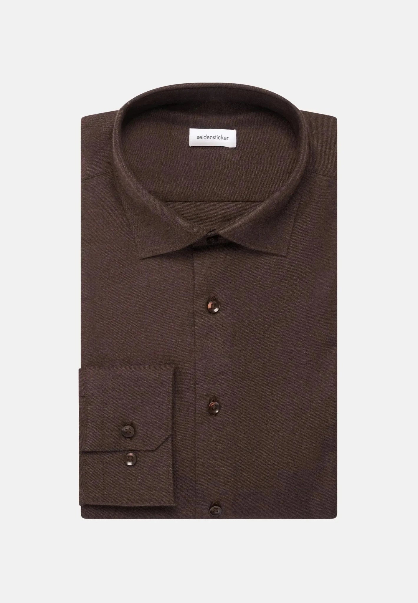 Seidensticker Slim Fit New Kent Flannel Shirt Brown – Tailored Menswear | Malford of London