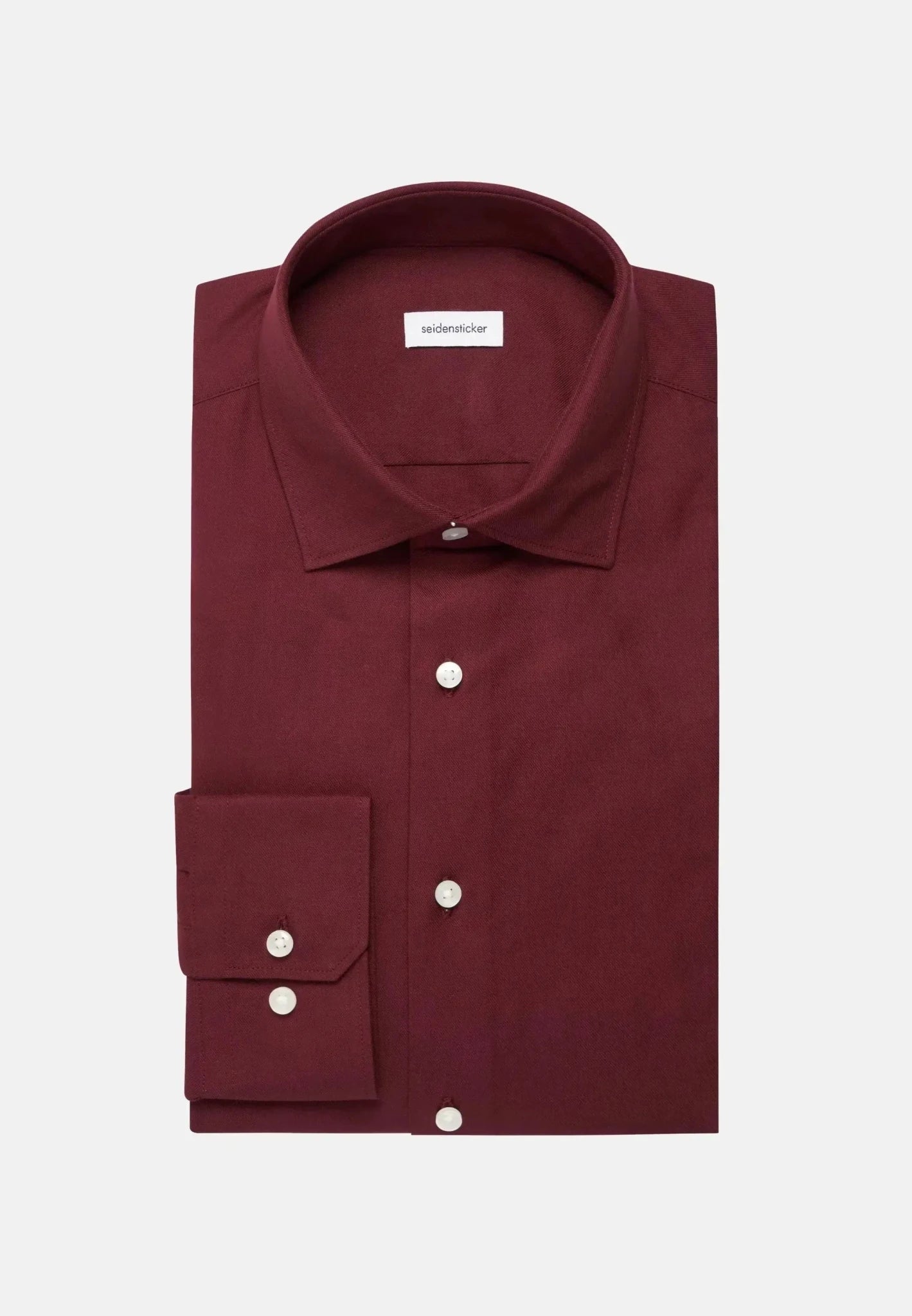 Seidensticker Slim Fit New Kent Flannel Shirt Burgundy – Tailored Menswear | Malford of London