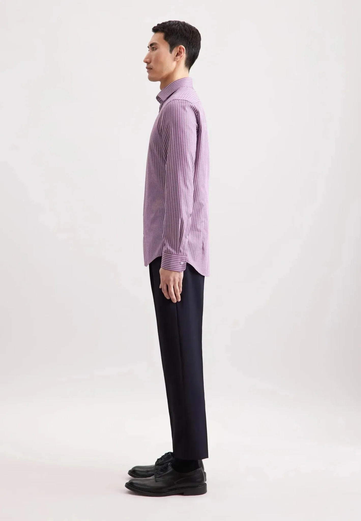 Seidensticker Slim Fit No Iron New Kent Striped Business Shirt Lilac – Tailored Menswear | Malford of London