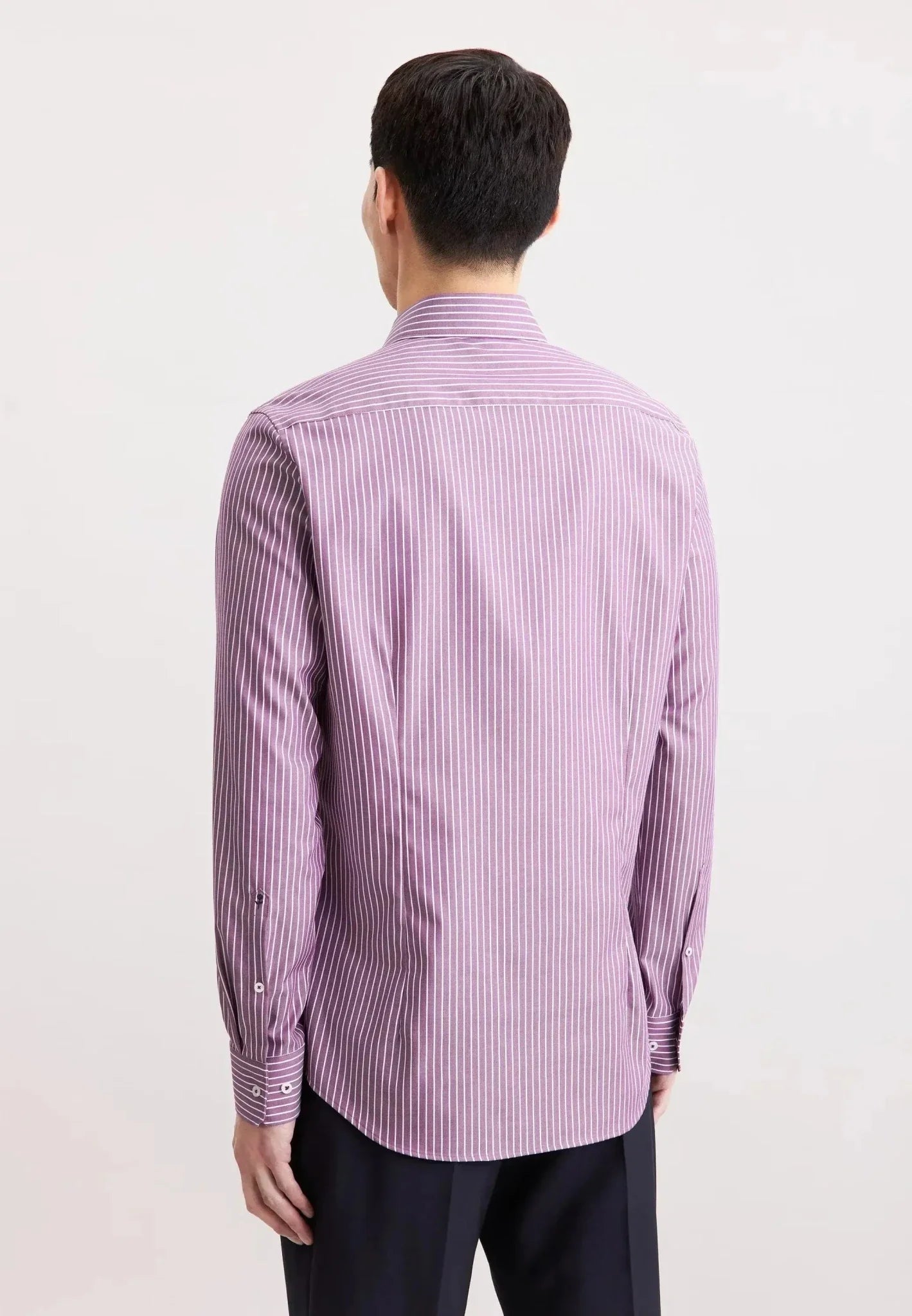 Seidensticker Slim Fit No Iron New Kent Striped Business Shirt Lilac – Tailored Menswear | Malford of London