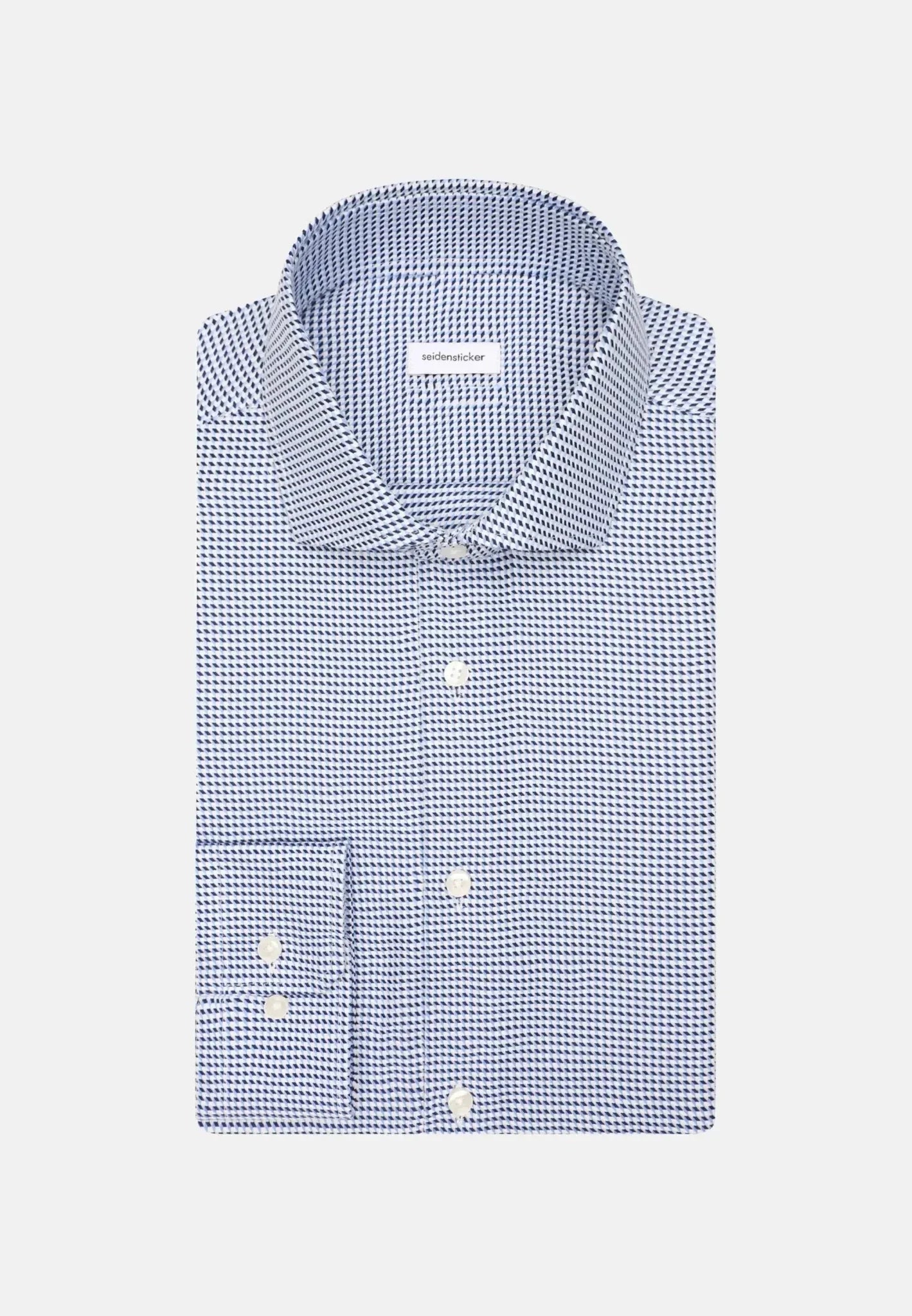 Seidensticker Slim Fit No Iron Spread Kent Pepita Business Shirt Mid Blue – Tailored Menswear | Malford of London