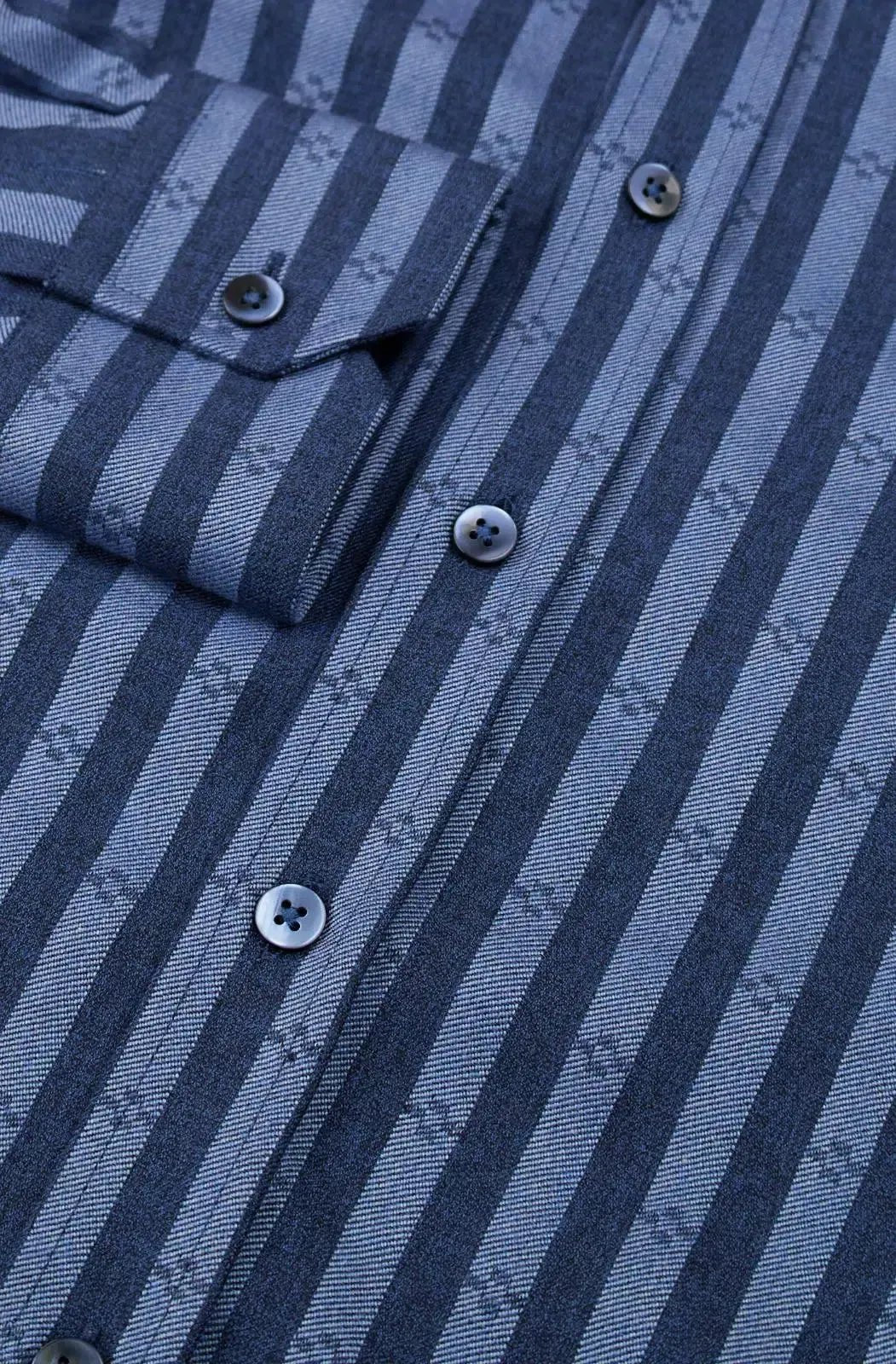 Simon Carter Tailored Fit Bold Stripe Shirt Navy Blue - Malford_of_London_Tailoring_Archive