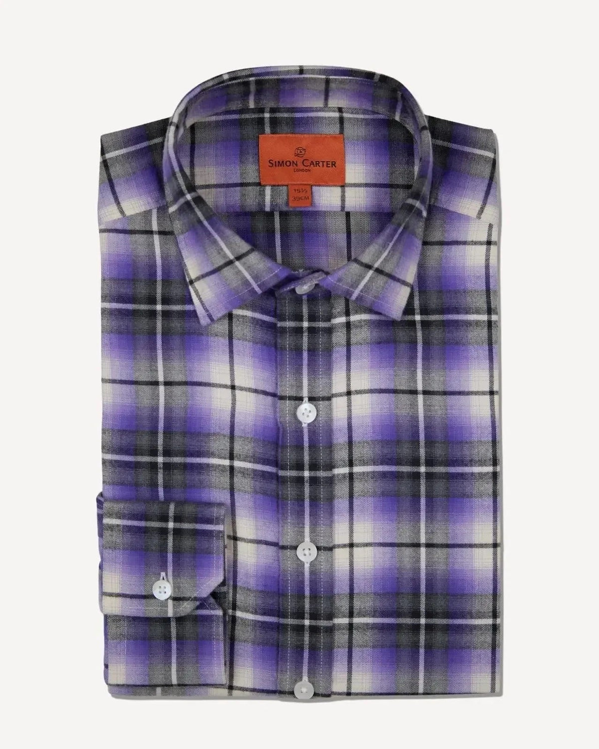 Simon Carter Tailored Fit Check Shirt Blue Black White - Malford_of_London_Tailoring_Archive