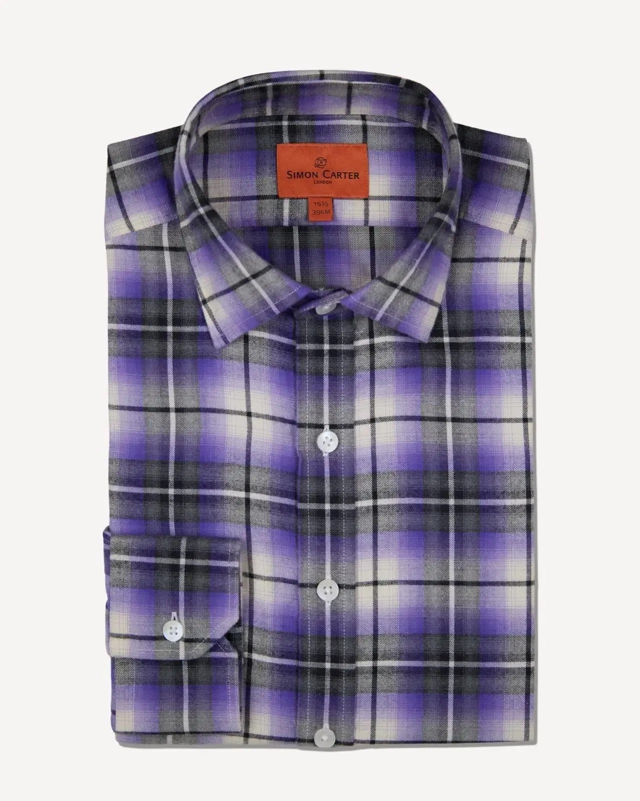 Simon Carter Tailored Fit Check Shirt Blue/Black/White – Tailored Menswear | Malford of London