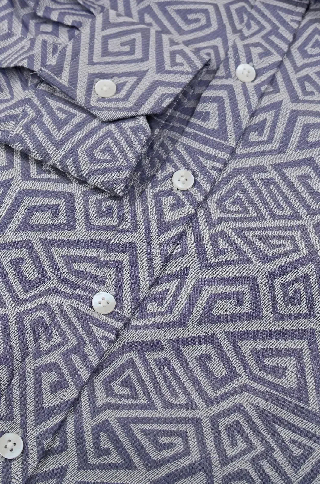 Simon Carter Tailored Fit Large Zig Zag Shirt Blue - Malford_of_London_Tailoring_Archive