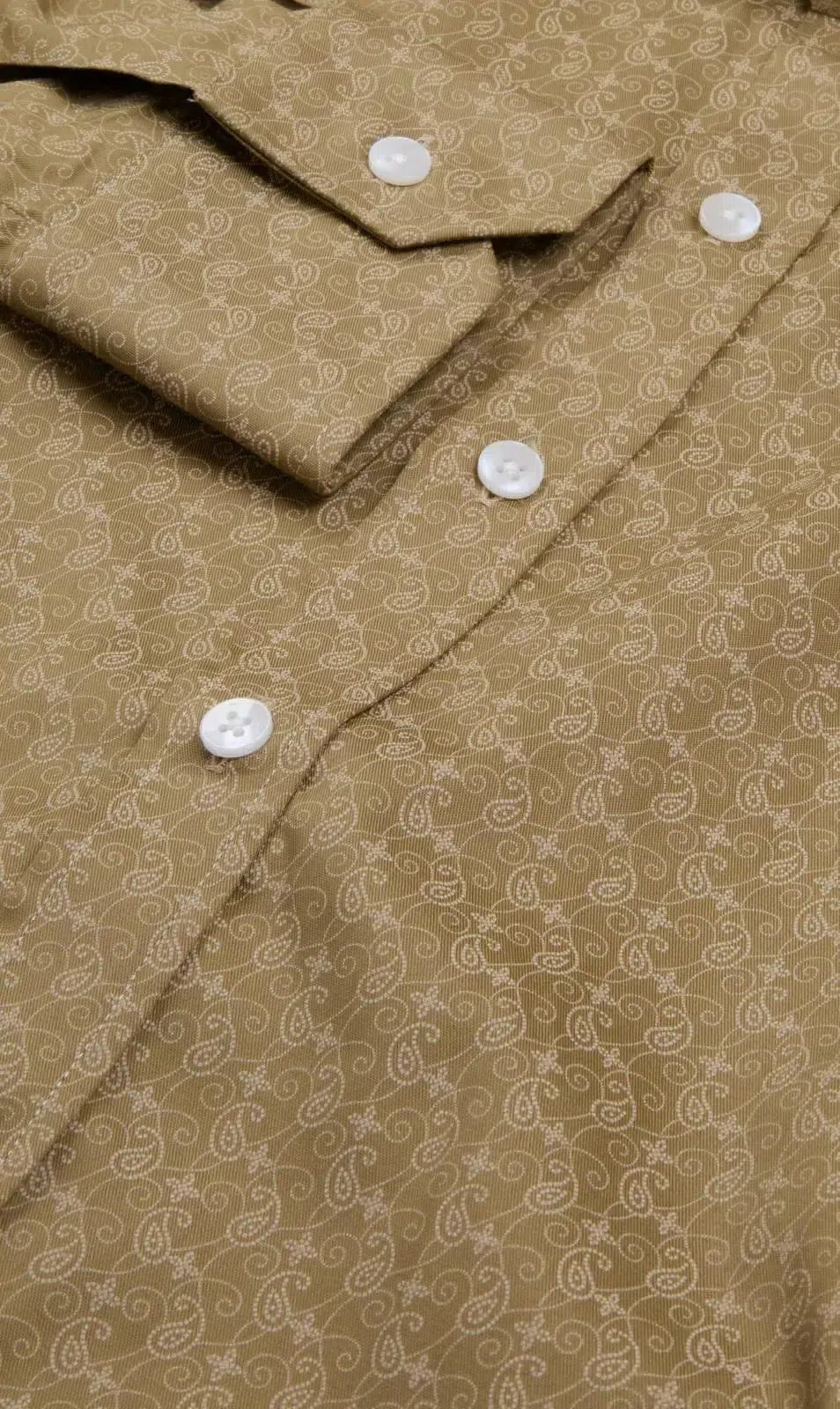 Simon Carter Tailored Fit Paisley Lines Shirt Brown Beige – Savile Row Menswear Outlet | Malford of London