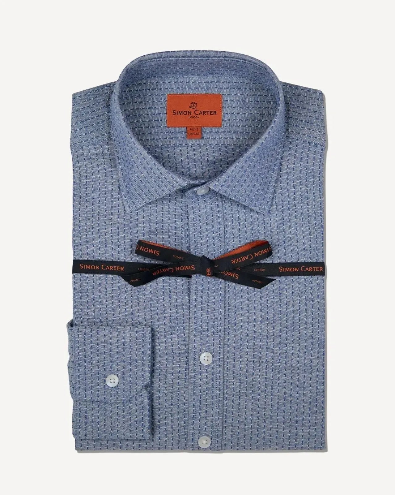 Simon Carter Tailored Fit Textured Stripe Shirt Blue/Navy – Savile Row Menswear Outlet | Malford of London