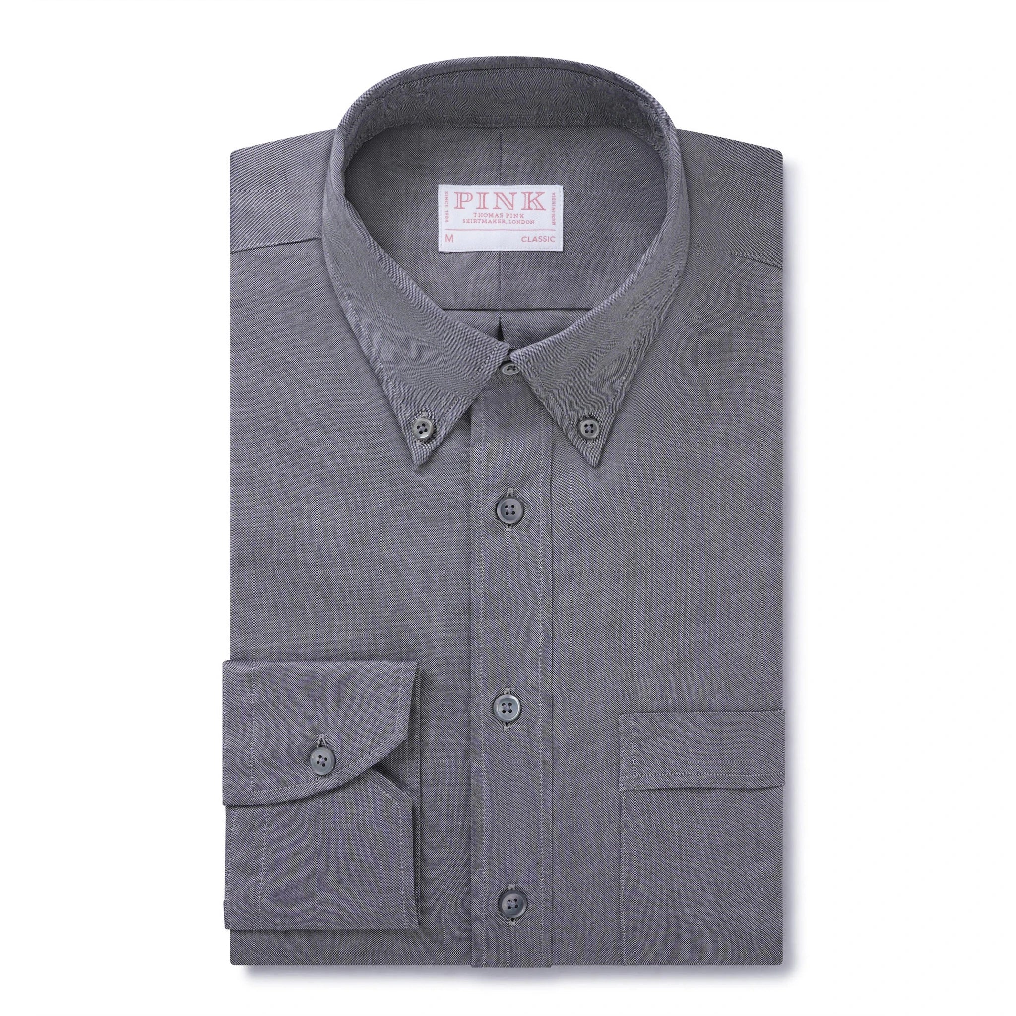 Thomas Pink Shirt Classic Fit Plain Grey Cotton – Savile Row Menswear Outlet | Malford of London