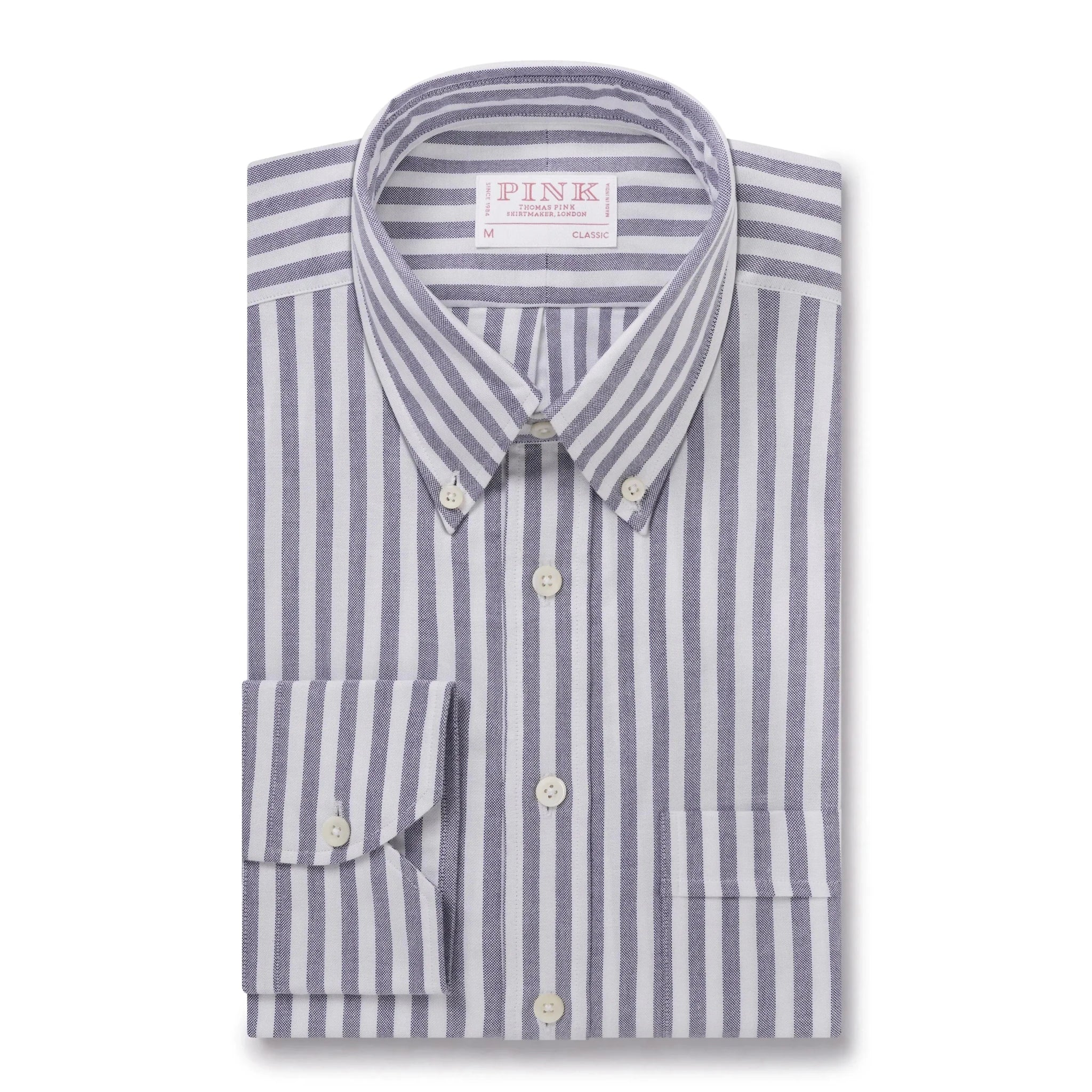 Thomas Pink Shirt Classic Fit Stripe Blue Cotton – Savile Row Menswear Outlet | Malford of London