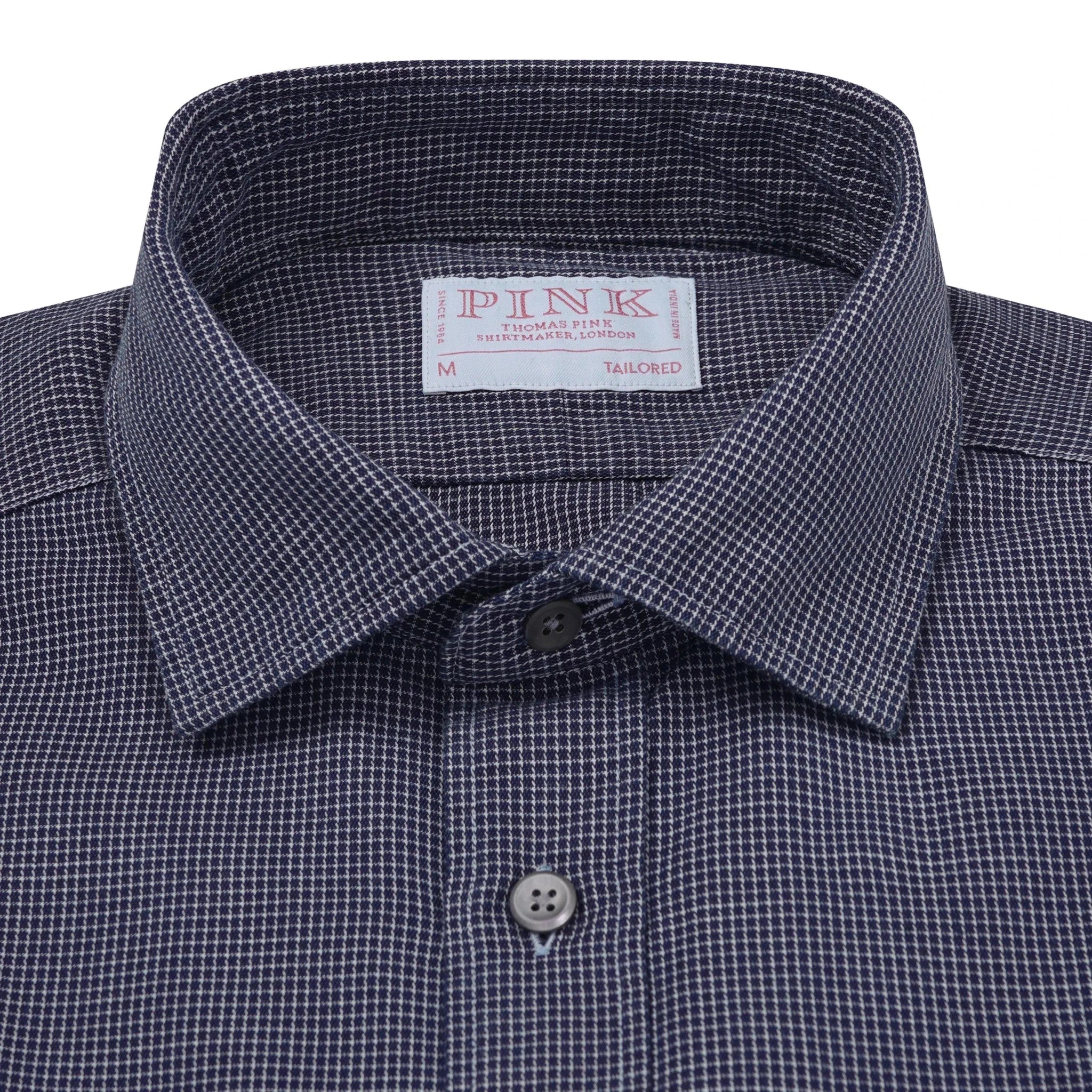 Thomas Pink Shirt Tailored Fit Check Blue Cotton – Savile Row Menswear Outlet | Malford of London