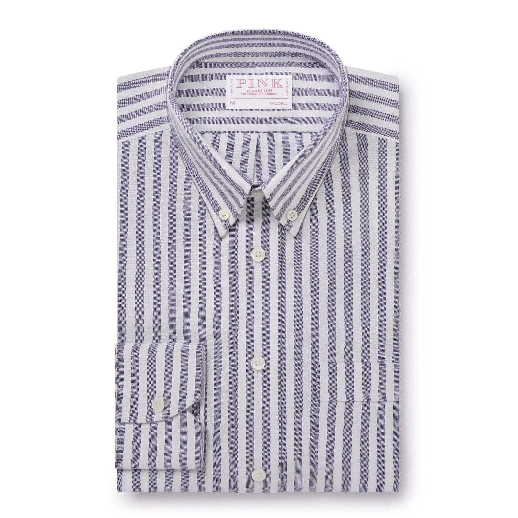 Thomas Pink Shirt Tailored Fit Stripe Blue Cotton – Savile Row Menswear Outlet | Malford of London