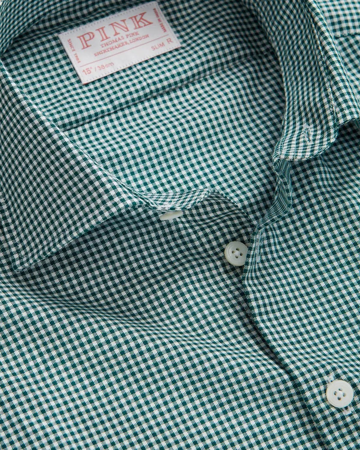 Thomas Pink Slim Fit Formal Micro Gingham Check Shirt Green/White – Savile Row Menswear Outlet | Malford of London