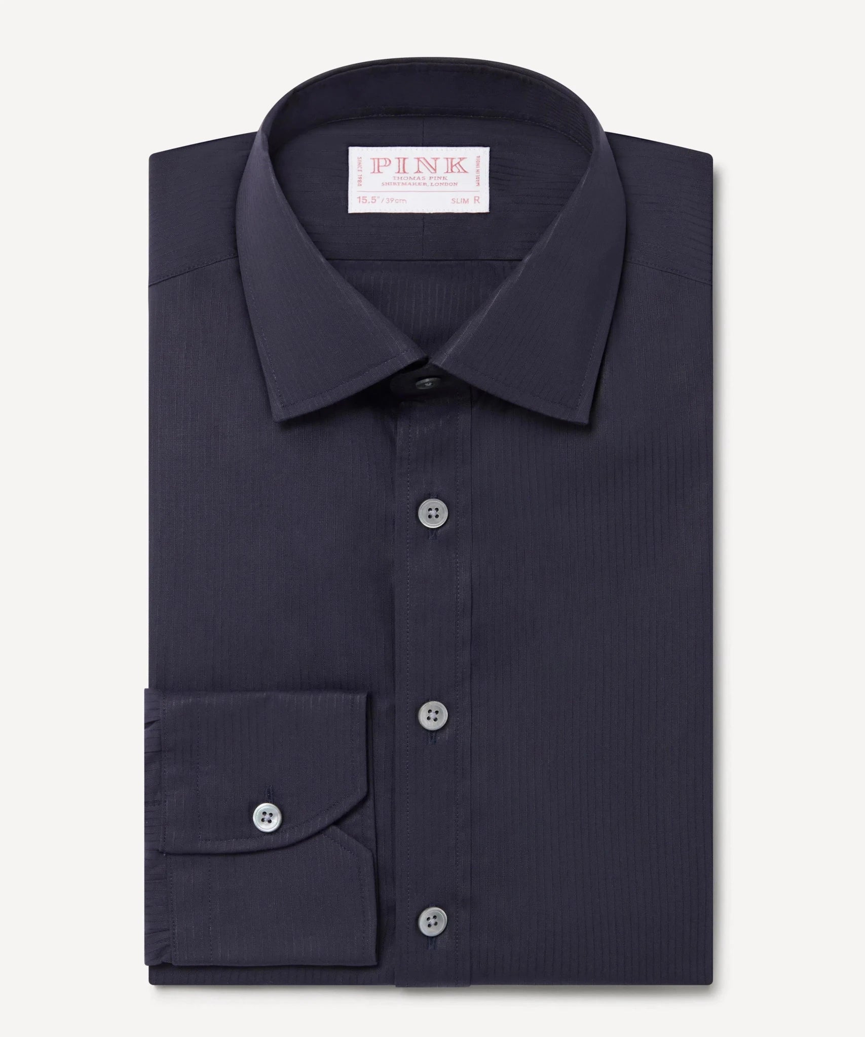 Thomas Pink Slim Fit Formal Poplin Needle Stripe Shirt
