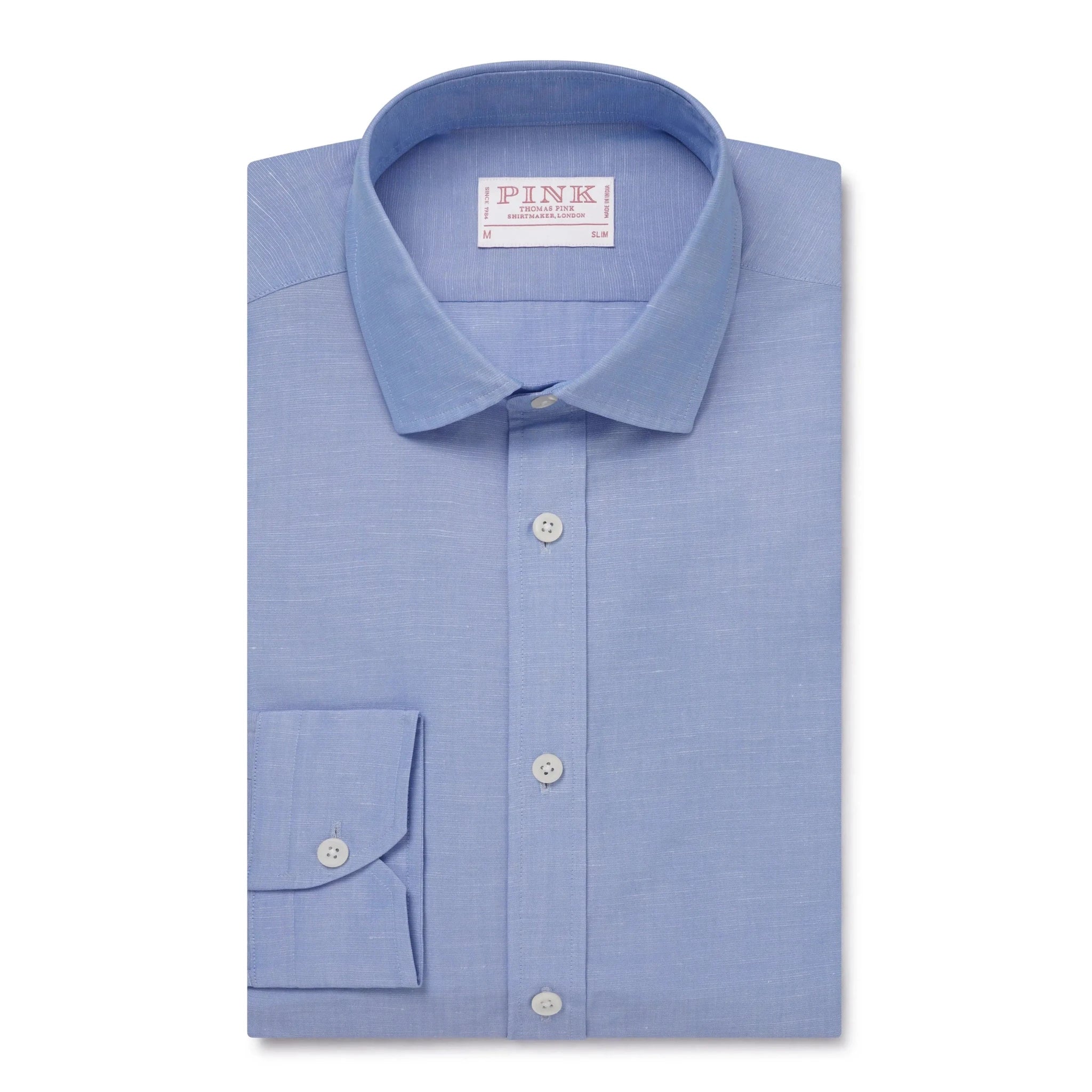 Thomas Pink Slim Fit Smart Casual Cotton Blend Slub Shirt – Savile Row Menswear Outlet | Malford of London