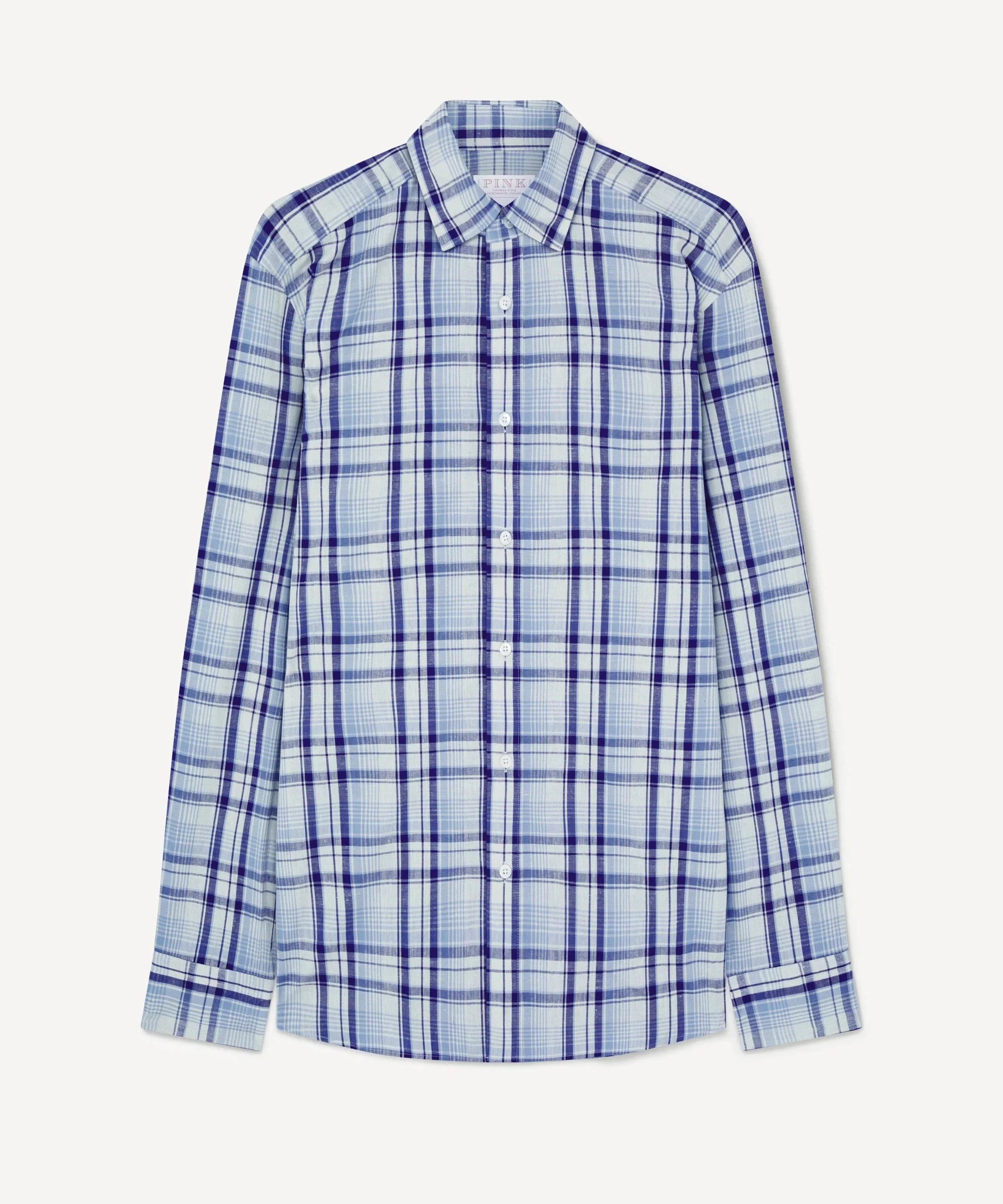 Thomas Pink Tailored Fit Smart Casual Cotton Slub Check Shirt – Savile Row Menswear Outlet | Malford of London
