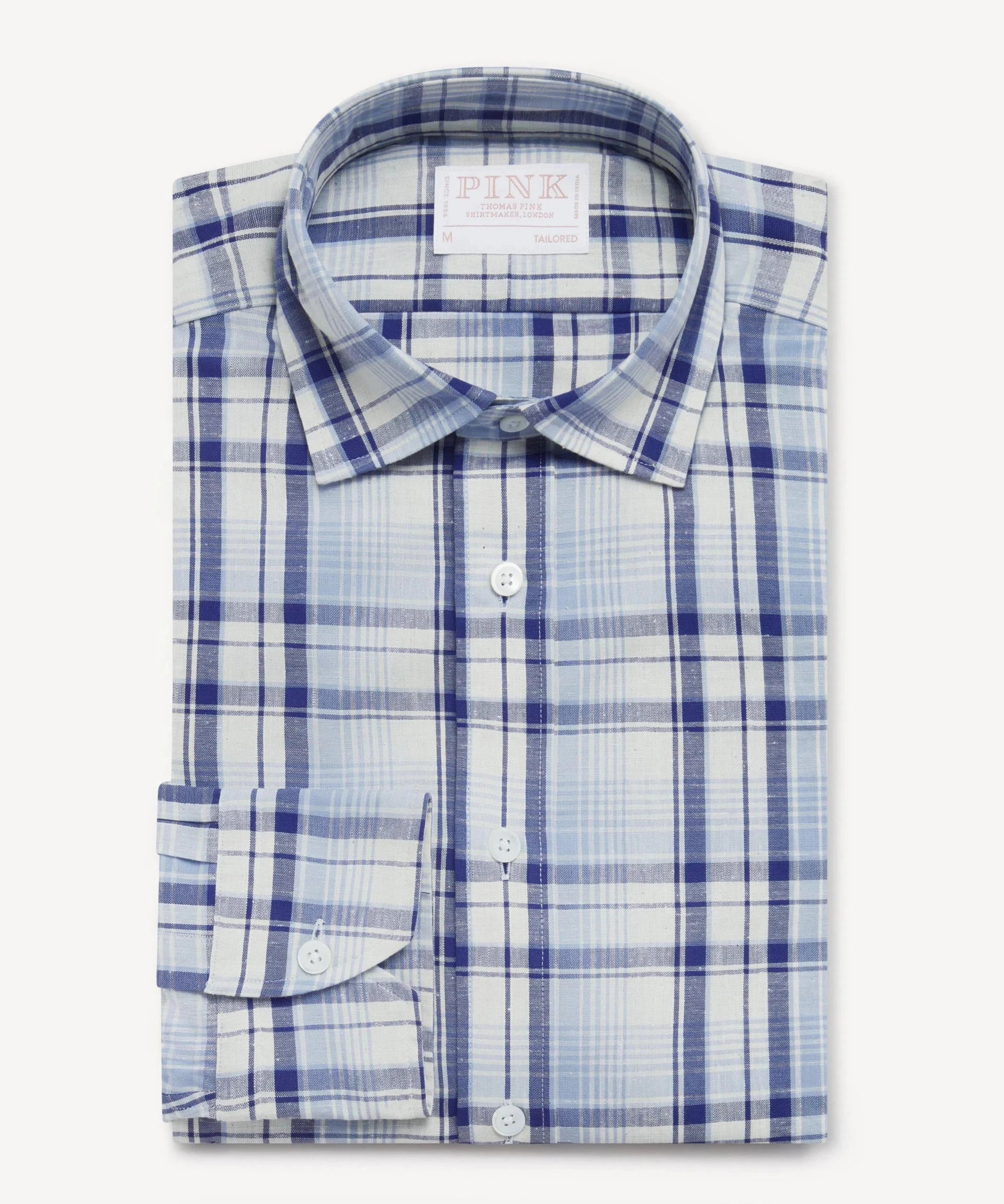 Thomas Pink Tailored Fit Smart Casual Cotton Slub Check Shirt – Savile Row Menswear Outlet | Malford of London