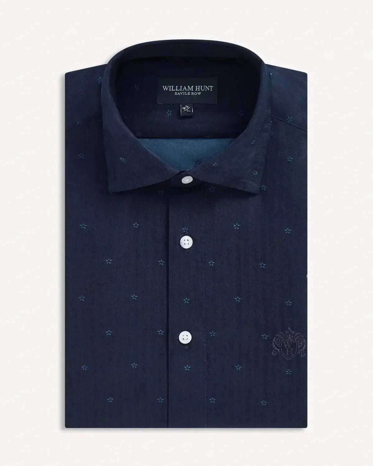 William Hunt Herringbone Weave Shirt Navy - Malford_of_London_Tailoring_Archive