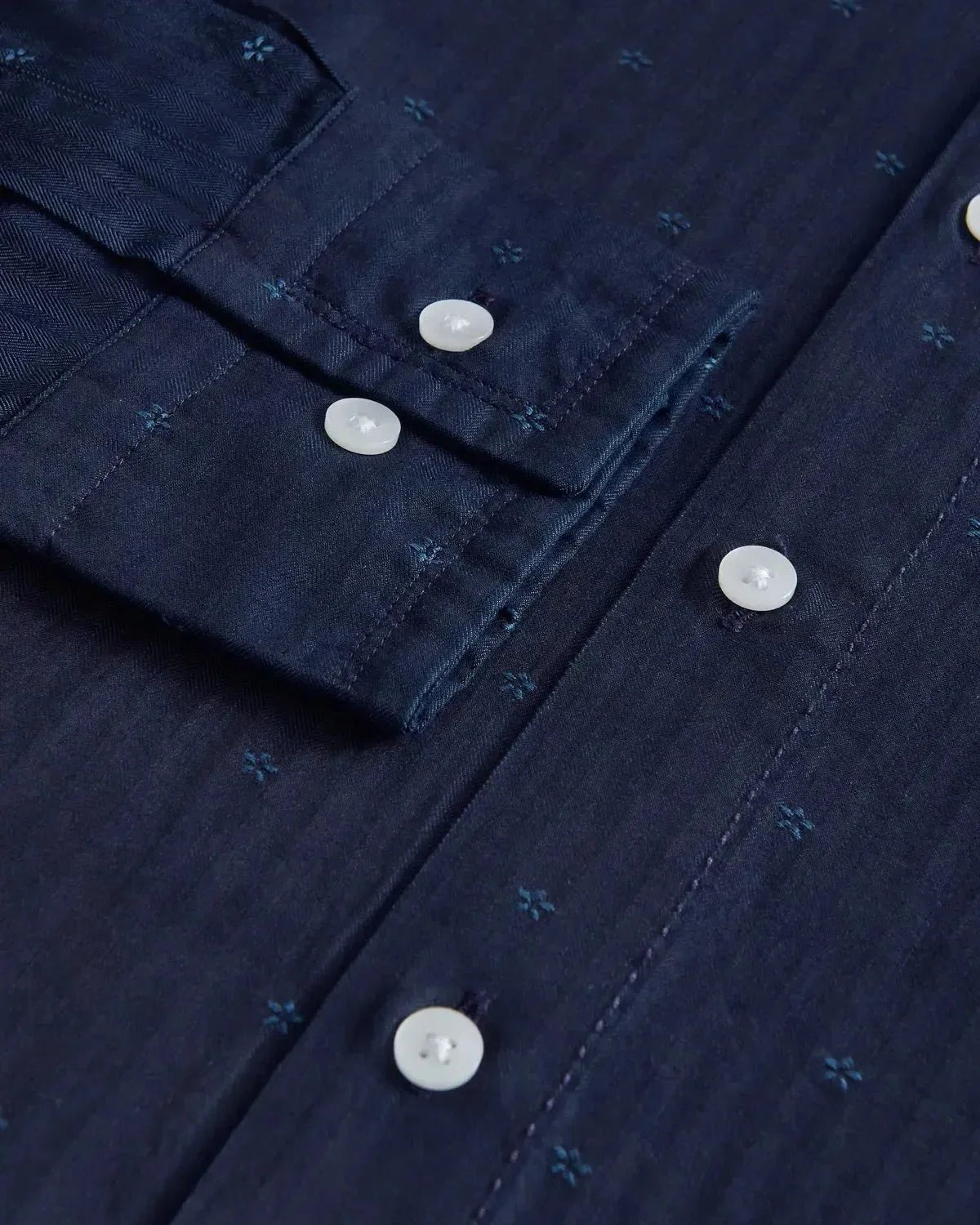 William Hunt Herringbone Weave Shirt Navy - Malford_of_London_Tailoring_Archive