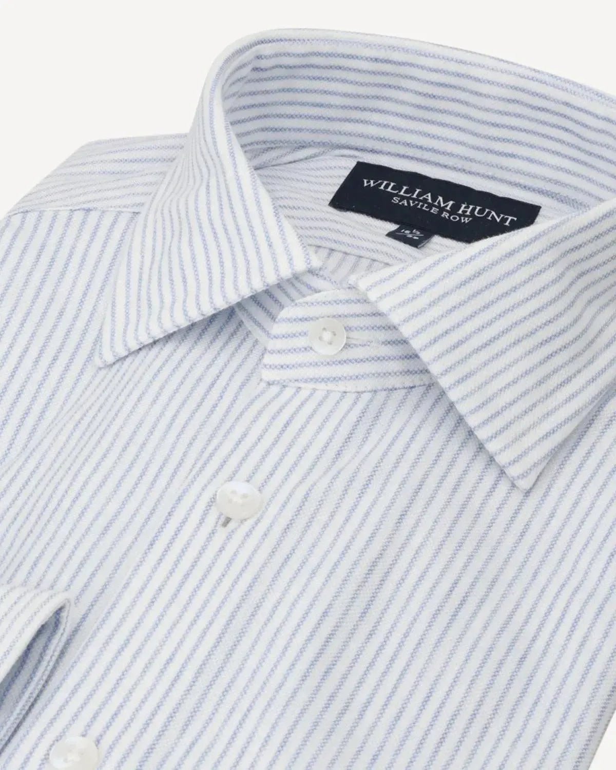 William Hunt Rope Stripe Textured Shirt White Blue – Savile Row Menswear Outlet | Malford of London