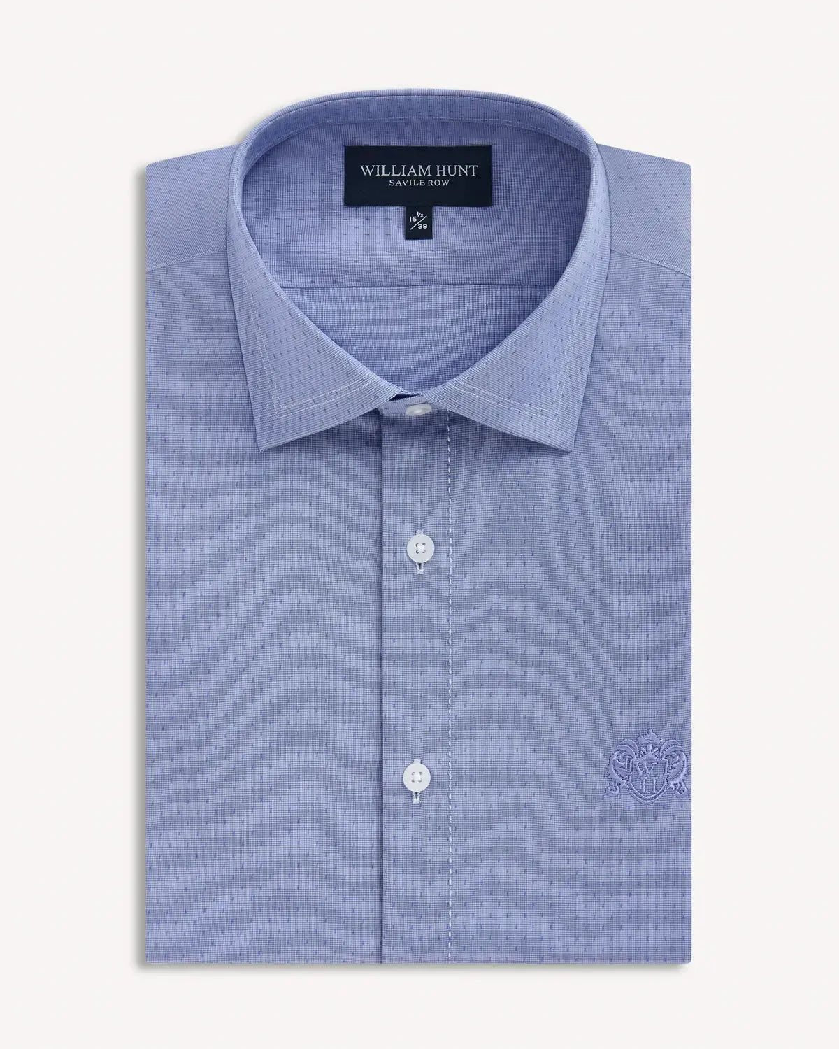 William Hunt Textured Dot Shirt Light Blue - Malford_of_London_Tailoring_Archive