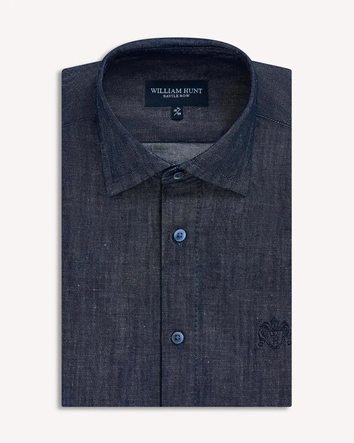 William Hunt Washed Denim Shirt Dark Indigo – Tailored Menswear | Malford of London